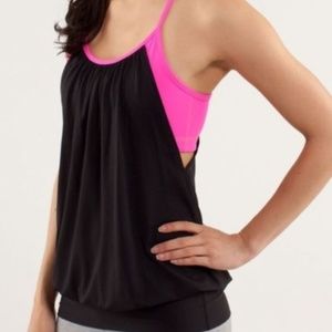 Lululemon no limits tank black/pink 4